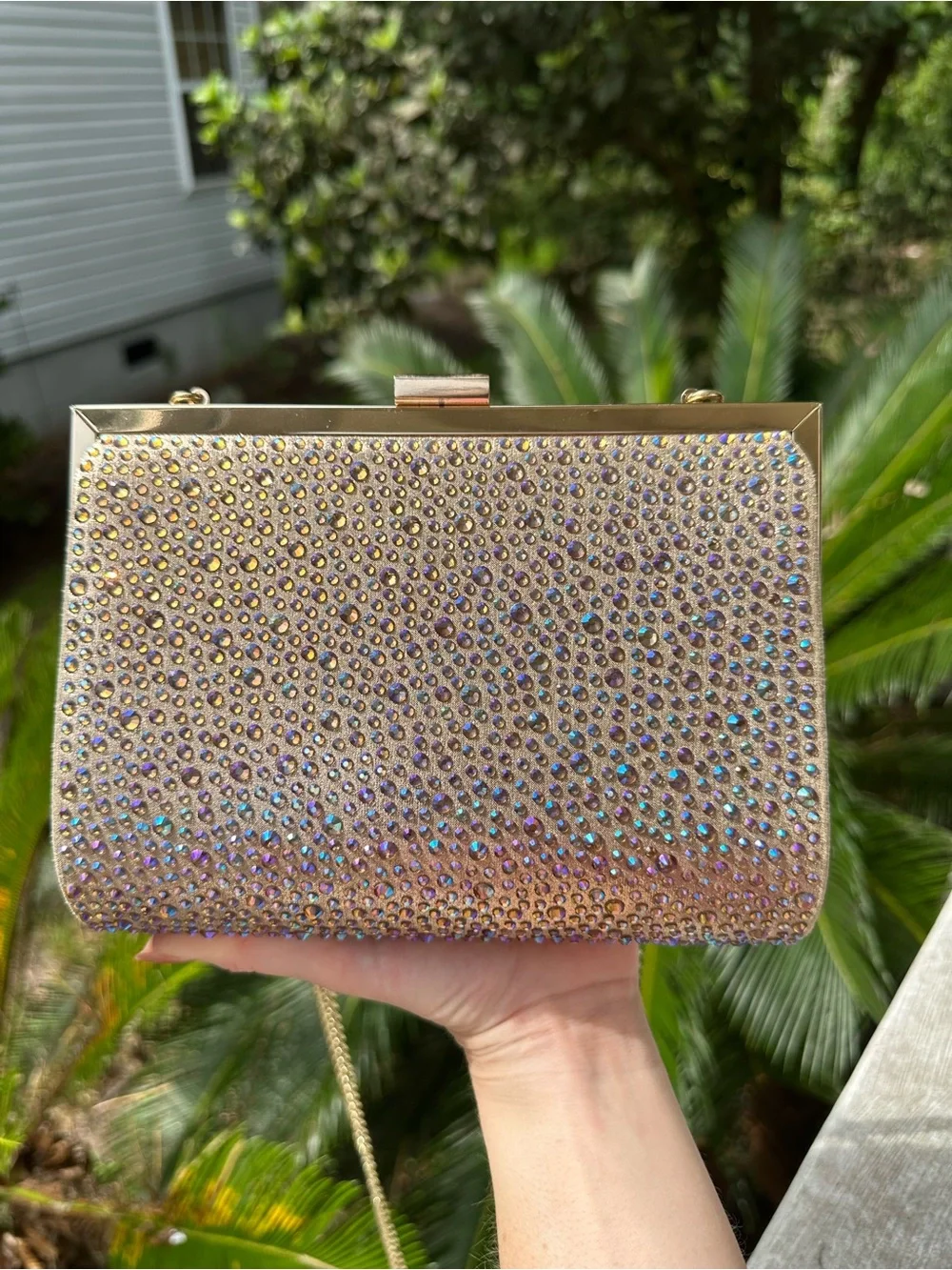 Crystal Embellished Gold Evening Clutch